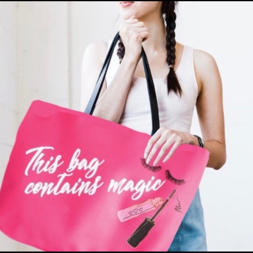 Marvelous Makeup Hot Pink Large Tote NEW 21”W (when unsnapped) 14”H 5”D
